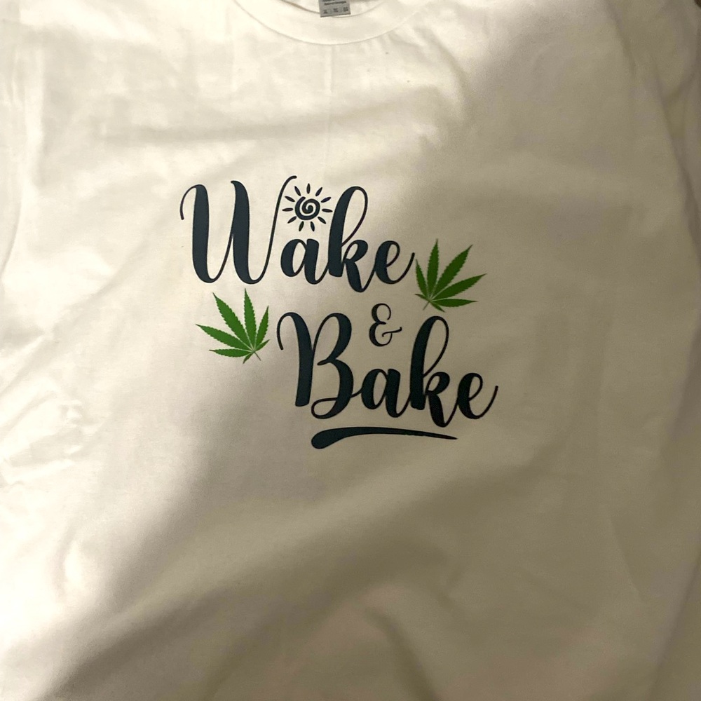 White Graphic Tee with Green Accents